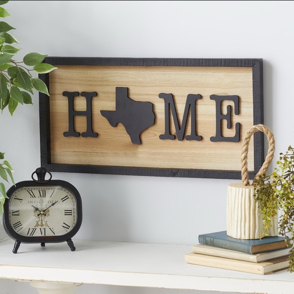 Texas Home Wall Decor Black & Wood Rustic Farmhouse 12”x24” - Picture 2 of 2